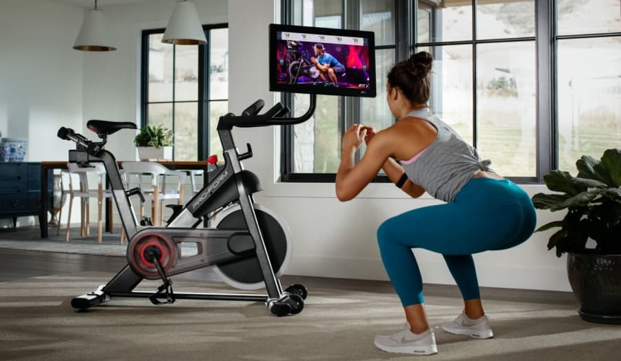 Woman doing Body-Weight Workouts off the bike.