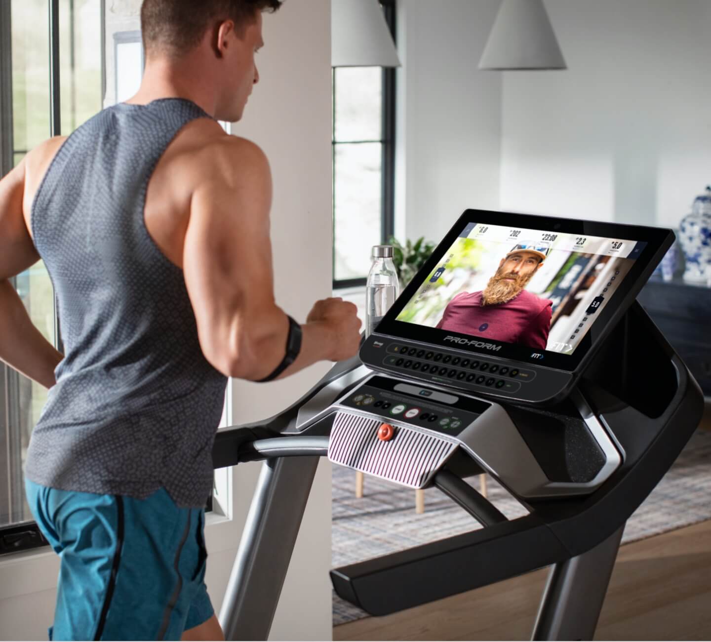 Man running on the Pro 9000 treadmill.